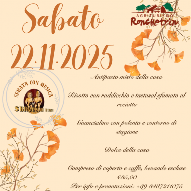 Agriturismo Ronchetrin - I BRONZI DI RIACE- sabato 22 novembre