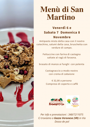 Agriturismo Ronchetrin - MENU' DI SAN MARTINO DAL 6 AL 8 NOVEMBRE