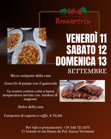 Agriturismo Ronchetrin - I GNOCCHI  11-12-13 settembre