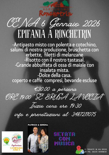 Agriturismo Ronchetrin - LA BEFANA 6 gennaio (cena)