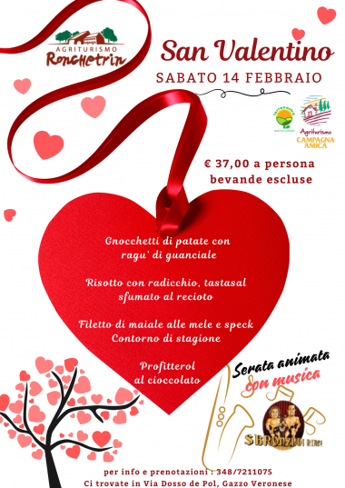 Agriturismo Ronchetrin - SAN VALENTINO CON MUSICA sabato 14 Febbraio