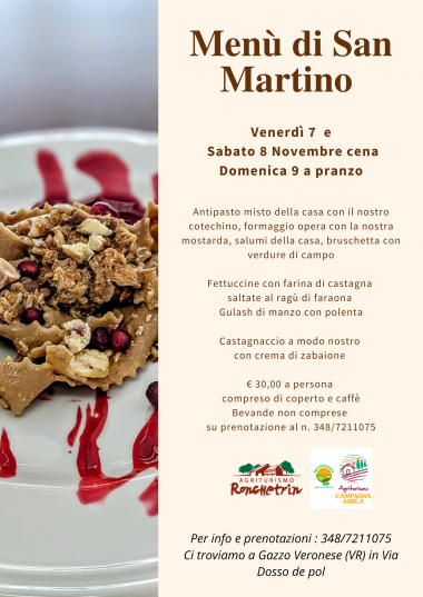 Agriturismo Ronchetrin - MENU' DI SAN MARTINO  7-8-9 NOVEMBRE